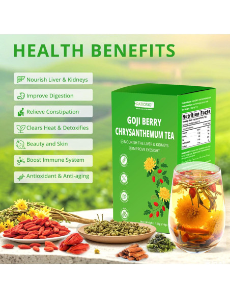 Té de Goji Berry y Crisantemo Patiosio - 15 Bolsitas 190g Té de Goji Berry y Crisantemo Patiosio - 15 Bolsitas 190g