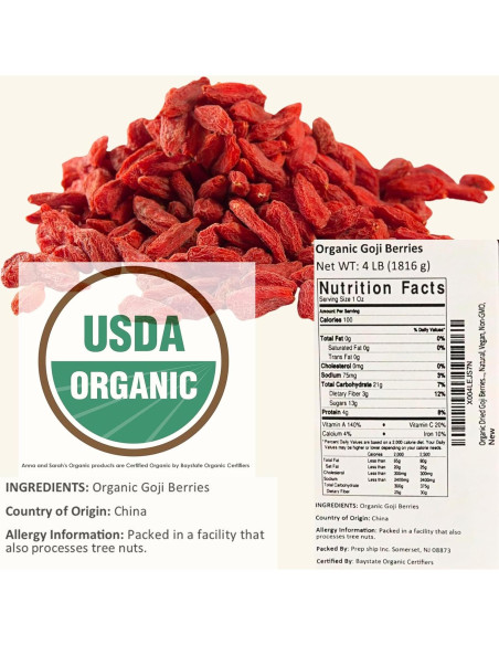 Baya de Goji Secas Orgánicas Anna y Sarah 1814 g - Superfood