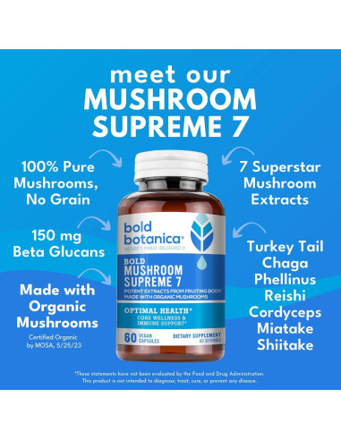 Suplemento de Champiñones Bold Botanica 60 Cápsulas