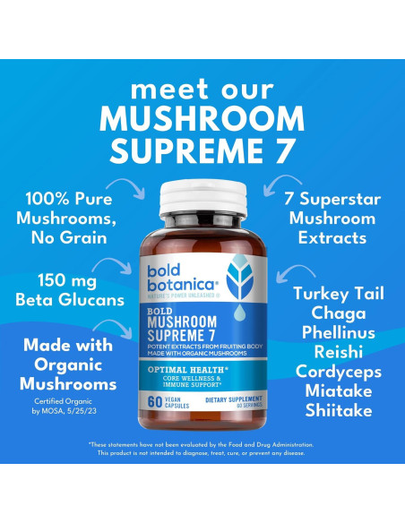 Suplemento de Champiñones Bold Botanica 60 Cápsulas