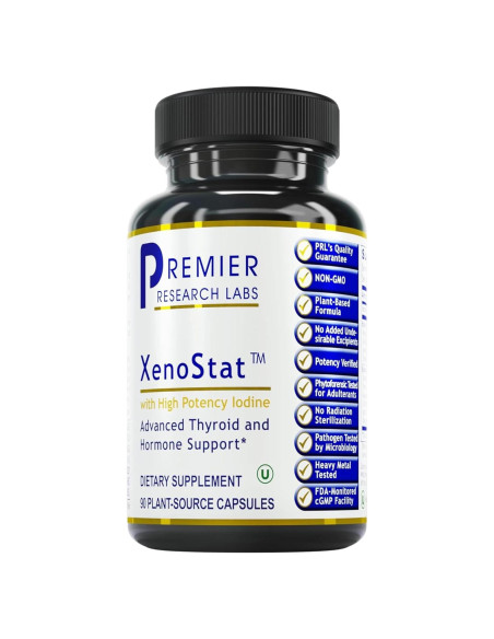 Suplemento Natural de Tiroides Premier Research Labs XenoStat - 90 Cápsulas Veganas