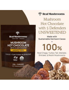 Mezcla de Chocolate Caliente Sin Azúcar Real Mushrooms 240g 2