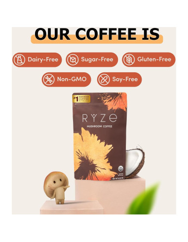 Café de Champiñones Orgánico RYZE con 6 Adaptógenos - 30 Porciones