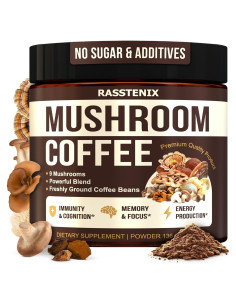 Café de Hongo Orgánico Rasstenix - 9 Adaptógenos - 60 Porciones