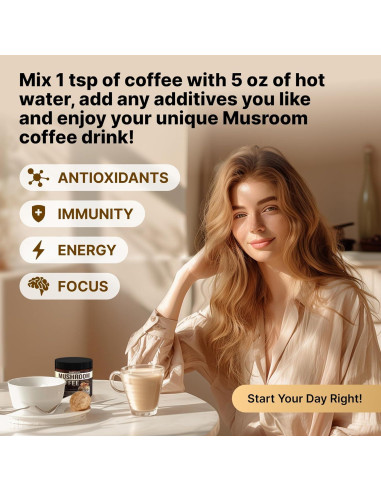 Café de Hongo Orgánico Rasstenix - 9 Adaptógenos - 60 Porciones