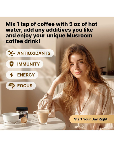 Café de Hongo Orgánico Rasstenix - 9 Adaptógenos - 60 Porciones