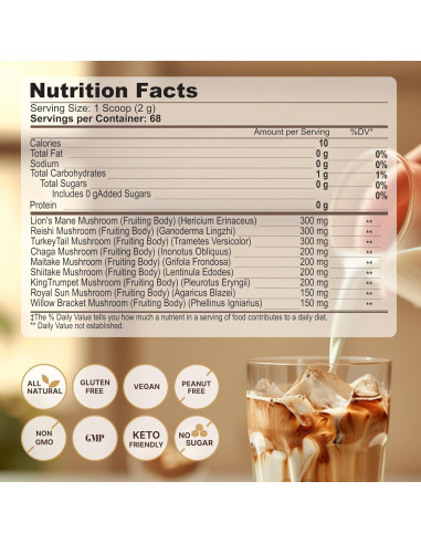 Café de Hongo Orgánico Rasstenix - 9 Adaptógenos - 60 Porciones