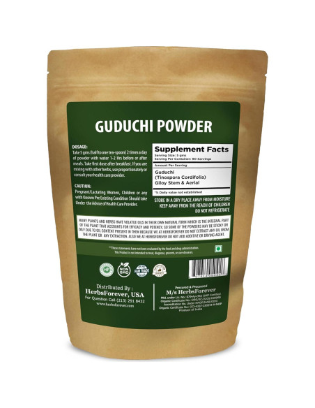 Polvo de Guduchi Tinospora Cordifolia 454g - Vegano y Sin Gluten