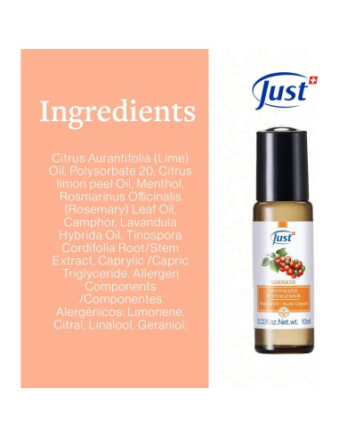 Roll-On Revitalizador Guduchi SwissJust 10 ml Aceites Esenciales