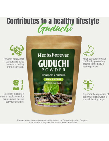Polvo de Guduchi Tinospora Cordifolia 454g - Vegano y Sin Gluten