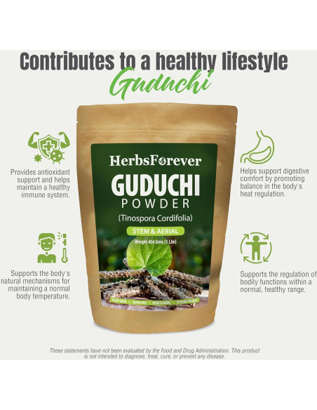 Polvo de Guduchi Tinospora Cordifolia 454g - Vegano y Sin Gluten
