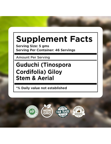 Polvo de Guduchi 230g | Tinospora Cordifolia | Suplemento Herbal