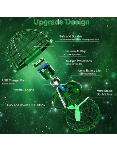 Bola Voladora Orbital Ciniffo TSM006-GN Verde 6+ Años