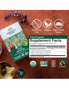 Té Herbal ORGANIC INDIA Tulsi Calmante 18 Bolsitas - Sin Cafeína 2