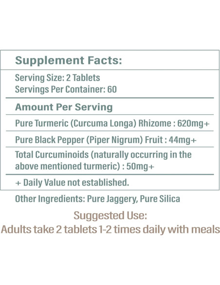 Suplemento de Cúrcuma Lakadong Vegano 120 Tabletas 299g