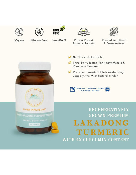 Suplemento de Cúrcuma Lakadong Vegano 120 Tabletas 299g