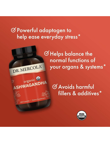 Cápsulas de Ashwagandha Orgánica Dr. Mercola 800 mg - 180 Unidades Cápsulas de Ashwagandha Orgánica Dr. Mercola 800 mg - 180 Unidades