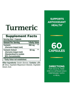 Cápsulas de Cúrcuma Nature's Bounty 450 mg 60 Unidades 2