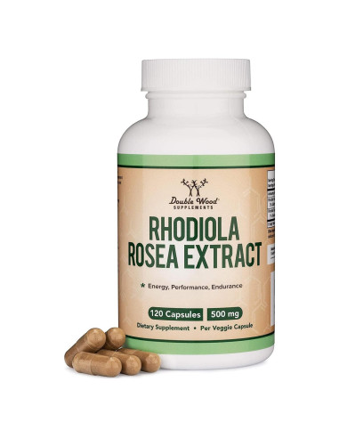 Suplemento de Rhodiola Rosea 500mg Double Wood 120 Cápsulas Veganas