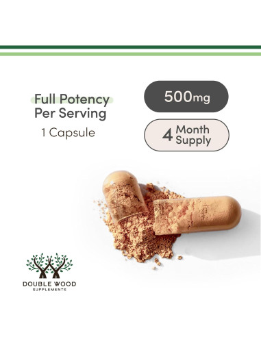 Suplemento de Rhodiola Rosea 500mg Double Wood 120 Cápsulas Veganas