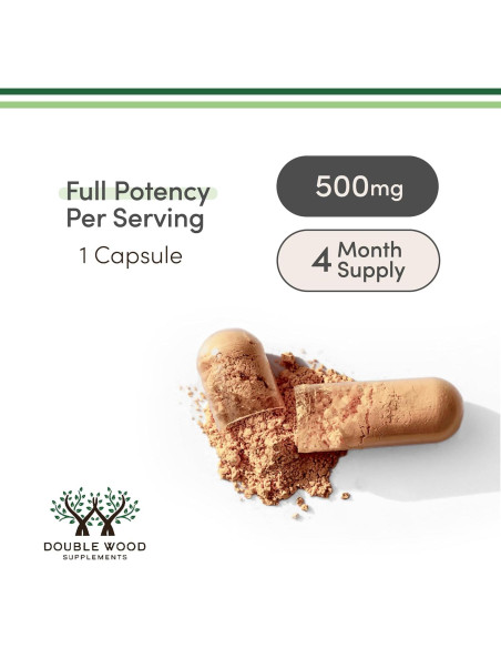 Suplemento de Rhodiola Rosea 500mg Double Wood 120 Cápsulas Veganas