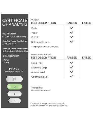 Suplemento de Rhodiola Rosea 500mg Double Wood 120 Cápsulas Veganas