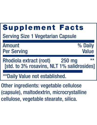 Suplemento de Rhodiola Life Extension 250 mg 60 Cápsulas