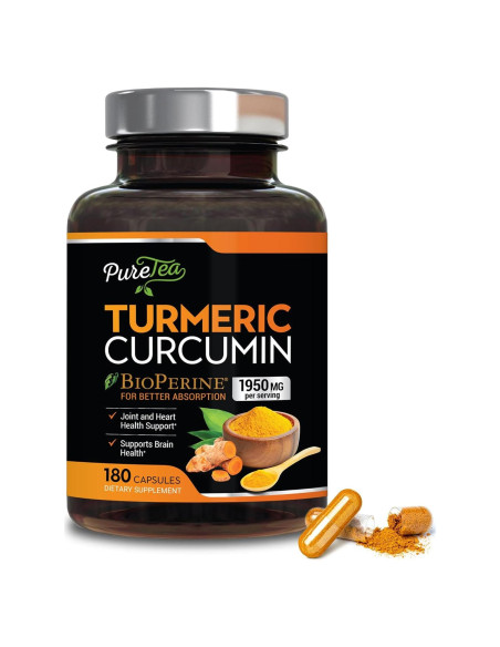 Cápsulas de Cúrcuma Curcumina 1950mg con BioPerine - 180 Unidades