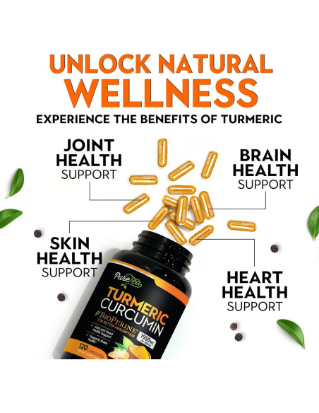 Cápsulas de Cúrcuma Curcumina 1950mg con BioPerine - 180 Unidades