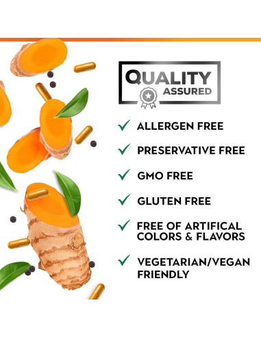 Cápsulas de Cúrcuma Curcumina 1950mg con BioPerine - 180 Unidades