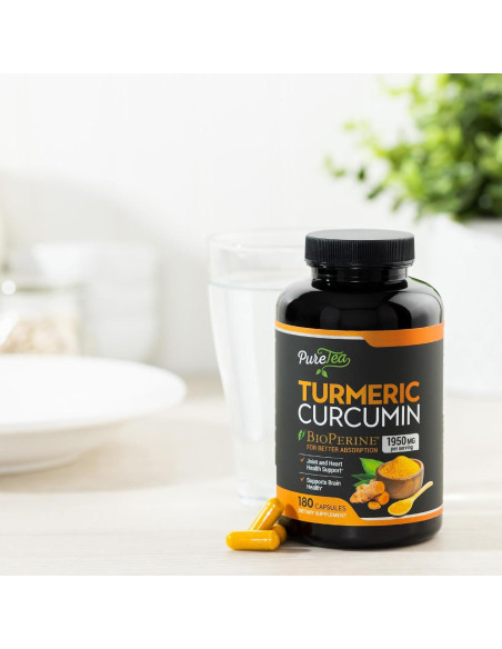 Cápsulas de Cúrcuma Curcumina 1950mg con BioPerine - 180 Unidades