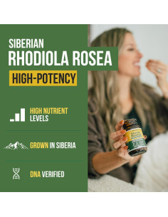 Max Strength Rhodiola Rosea 60 cápsulas - 5% Rosavins, 2% Salidroside 2