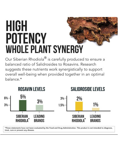 Max Strength Rhodiola Rosea 60 cápsulas - 5% Rosavins, 2% Salidroside