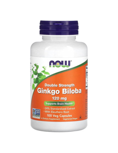Suplemento Ginkgo Biloba Doble Fuerza Now Foods 120 mg 100 Cápsulas