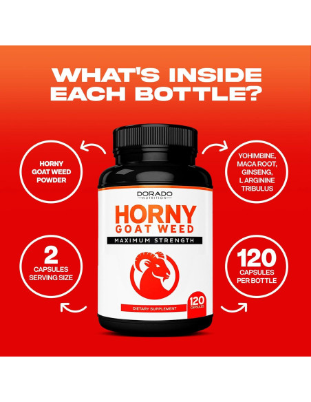 Suplemento Hierba de Cabra Excitada Dorado Nutrition 120 Cápsulas