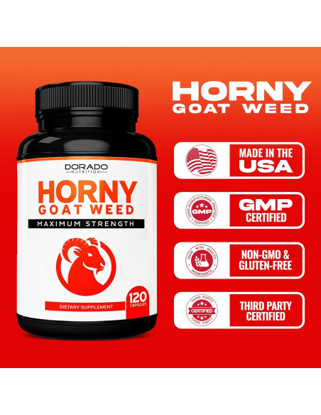 Suplemento Hierba de Cabra Excitada Dorado Nutrition 120 Cápsulas