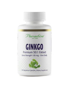 Extracto de Ginkgo Biloba Paradise Herbs, 120 Cápsulas Veganas