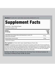 Suplemento Ginkgo Biloba 120mg Piping Rock 200 Cápsulas 2