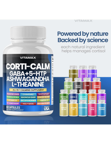 Suplemento Vitamax Calming 60ct - Cortisol, Ashwagandha, GABA