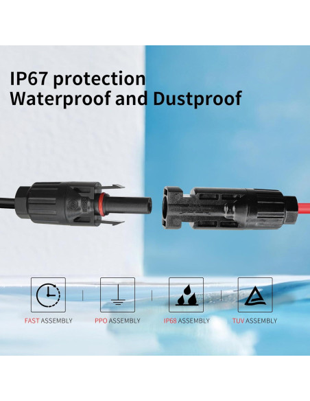 Cable Solar YACSEJAO 10AWG 65cm Conector para Panel Solar
