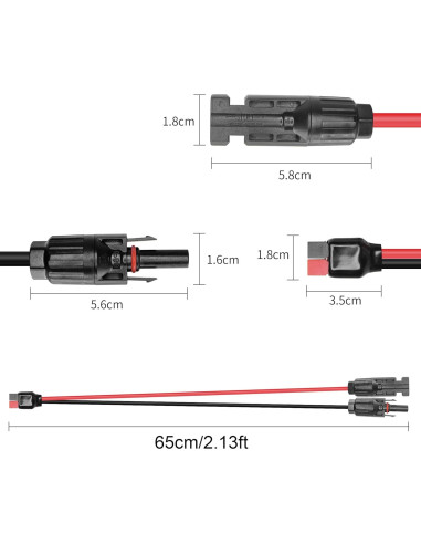 Cable Solar YACSEJAO 10AWG 65cm Conector para Panel Solar