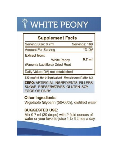Tintura de Peonía Blanca Sin Alcohol 675 mg Secretos de la Tribu