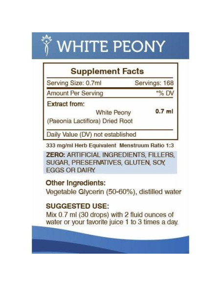 Tintura de Peonía Blanca Sin Alcohol 675 mg Secretos de la Tribu