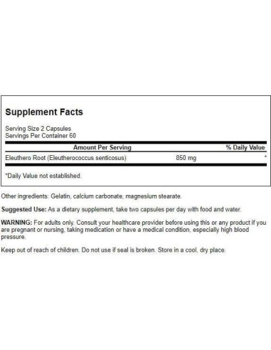 Raíz de Eleuthero Swanson 425 mg 120 Cápsulas - Antiestrés