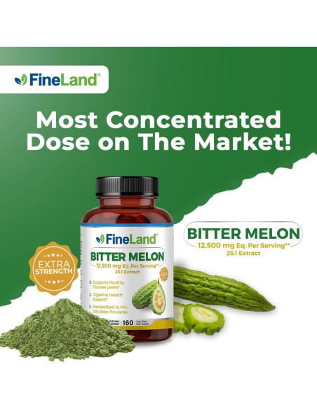 Extracto de Melón Amargo FineLand 12,500mg 160 Cápsulas Veganas