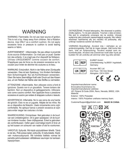 Cojín de Asiento y Almohada Lumbar FORTEM Espuma Memoria