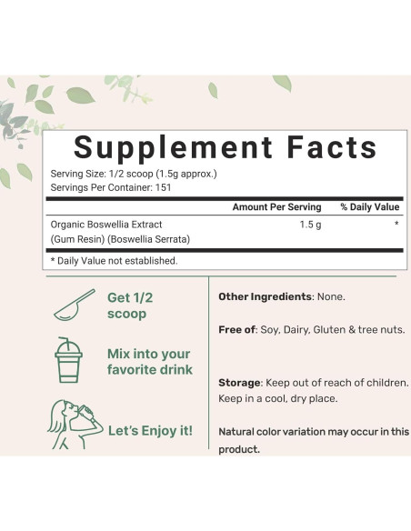 Micro Ingredients Extracto de Boswellia Serrata Orgánico 227g - Suplemento Anti-Inflamatorio Micro Ingredients Extracto de Boswellia Serrata Orgánico 227g - Suplemento Anti-Inflamatorio