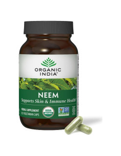 Cápsulas de Neem ORGANIC INDIA 180 Unidades - Suplemento Vegano