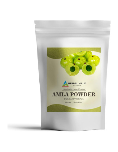 Polvo de Amla Herbal Hills 454 g - Grosella India Antioxidante