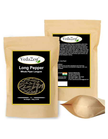 Pimienta Larga VedaZest Entera Piper Longum 100g - Granos Naturales